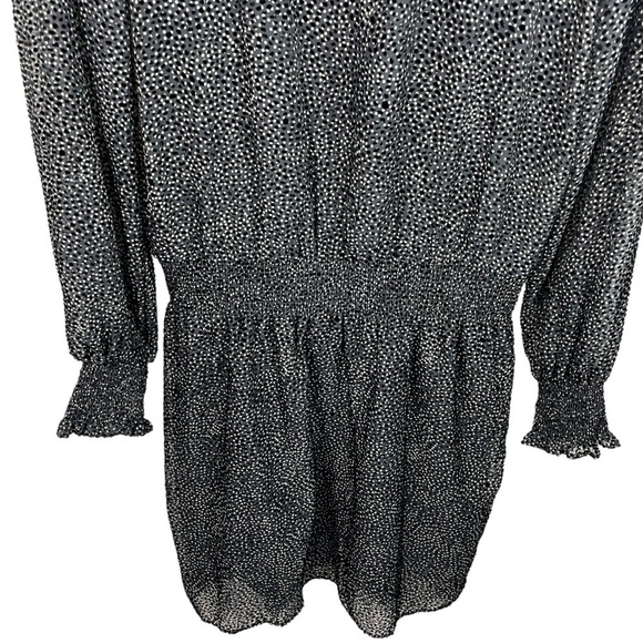 WHBM | Black Flocked Soft Dot Blouson Dress New - Picture 3 of 10